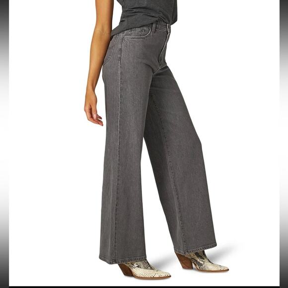 NWT Lee Women's High Rise Wide Leg Slouch Jean Charcoal Size 27 - Picture 5 of 10